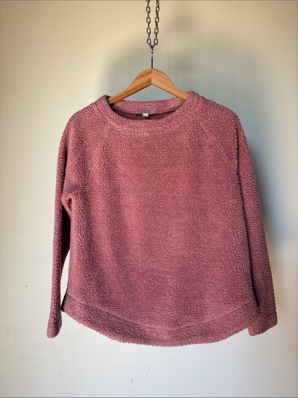 LOFT Teddy Crewneck Sweater Mauve Pink Size Medium
